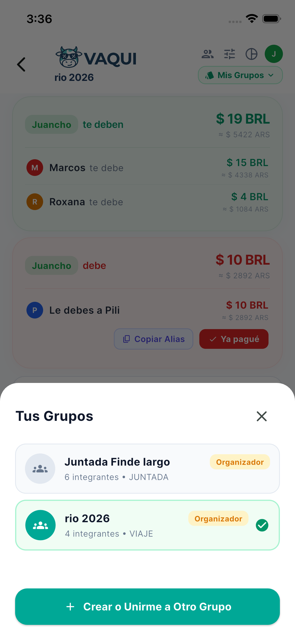 Notificaciones de pagos y deudas saldadas