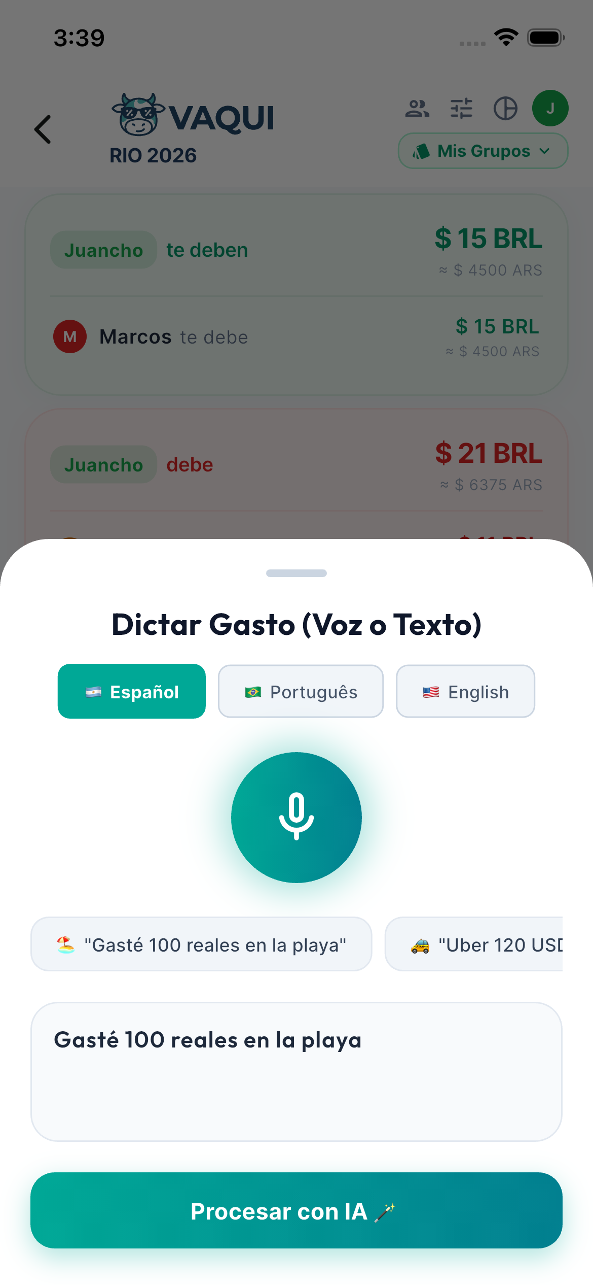 Resumen de gastos por categorías